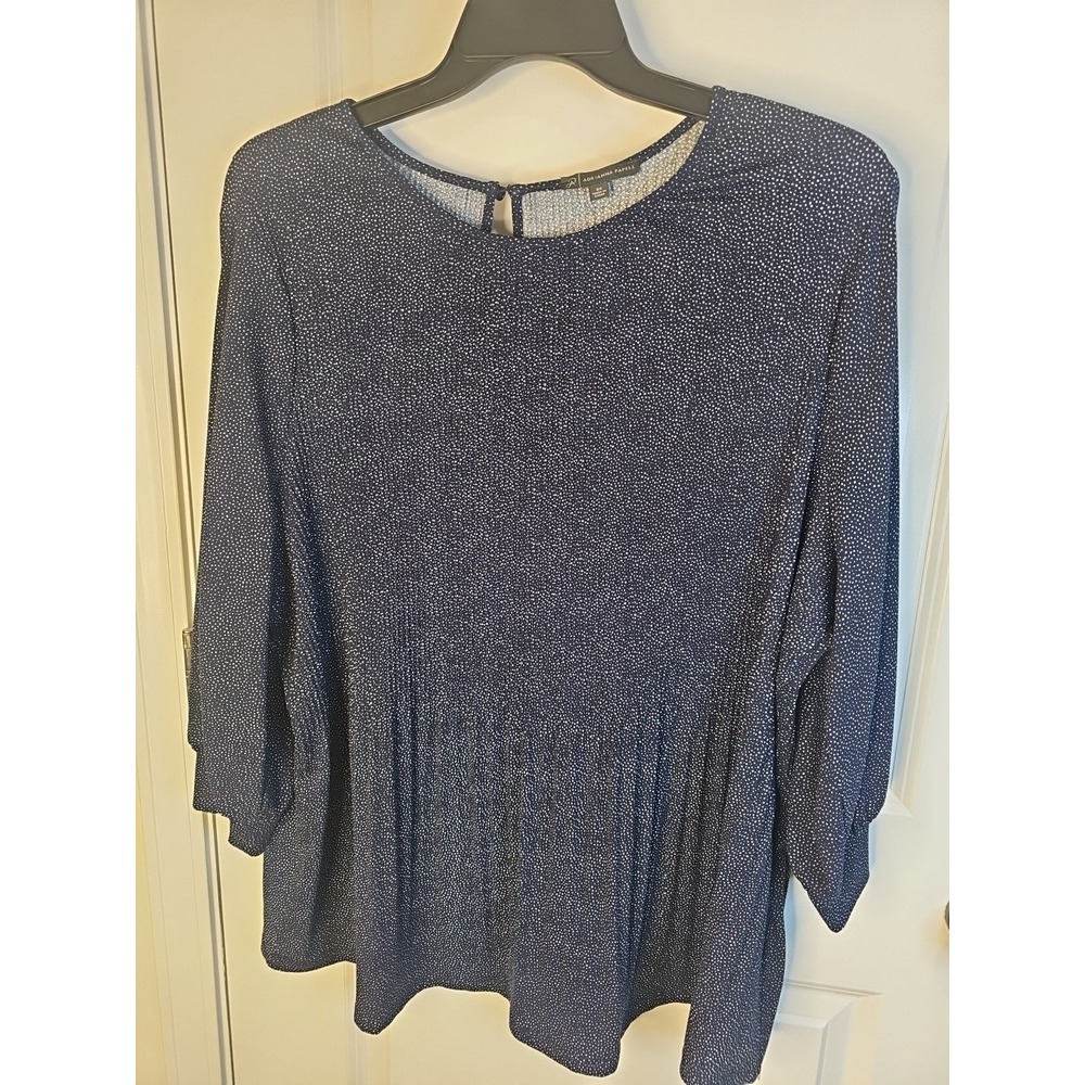 Adrianna Papell Women's‎ Blouse Top Blue And White Size 3X, 3/4 Sleeve